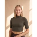 LUCCA Dámsky crop top tmavé khaki