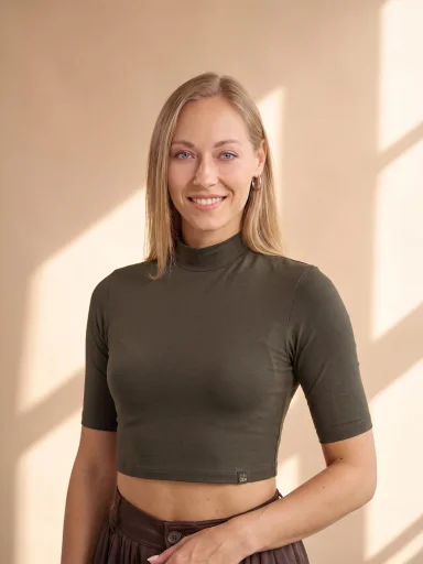 LUCCA Dámsky crop top tmavé khaki 34