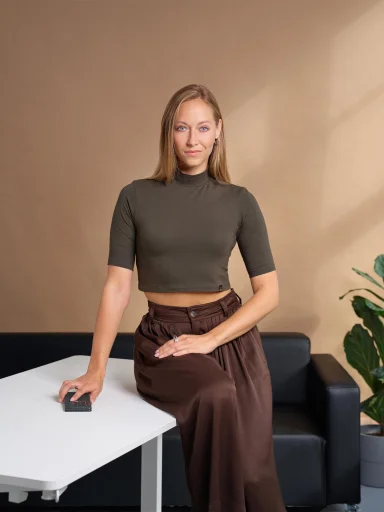 LUCCA Dámsky crop top tmavé khaki 34