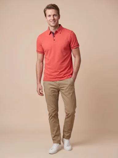 ANTONY Pánska polokošeľa tehlová/NAVY XL