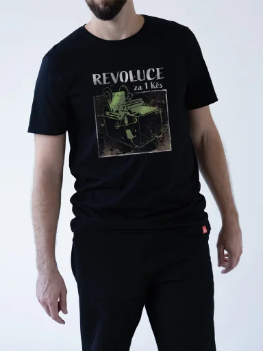 SVATÝ Pánske tričko AGEN čierne Revolúcia S