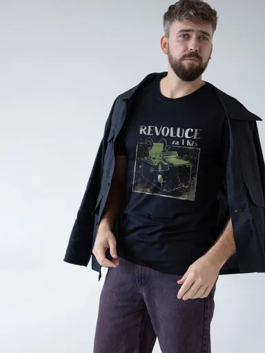 SVATÝ Pánske tričko AGEN čierne Revolúcia S