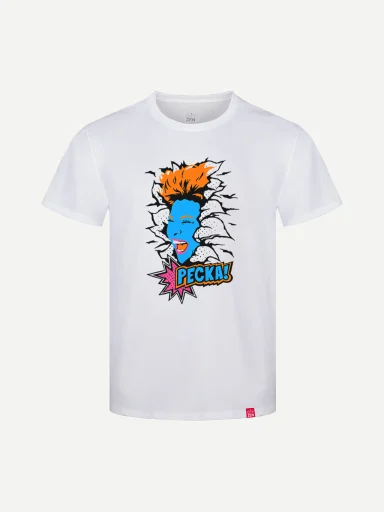PECKOVÁ Pánske tričko AGEN biele Pop-Art