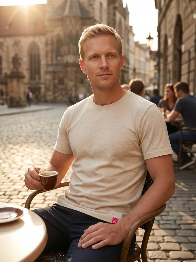 DALI Pánske tričko béžový melír XXL