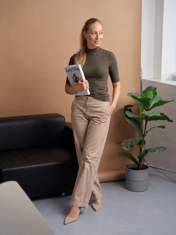 RIGA Dámske tričko tmavé khaki 40