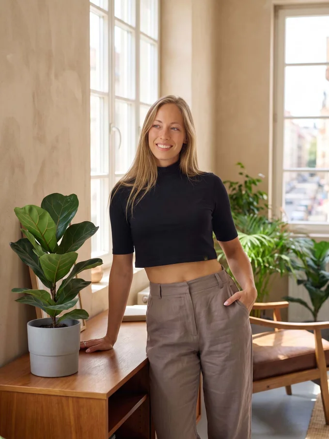 LUCCA Dámsky crop top čierny 40