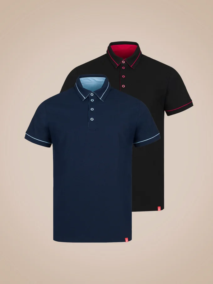 SPARKS Výhodná sada 2 pánskych polokošieľ navy-sv.modrá a čierna-červená 3XL