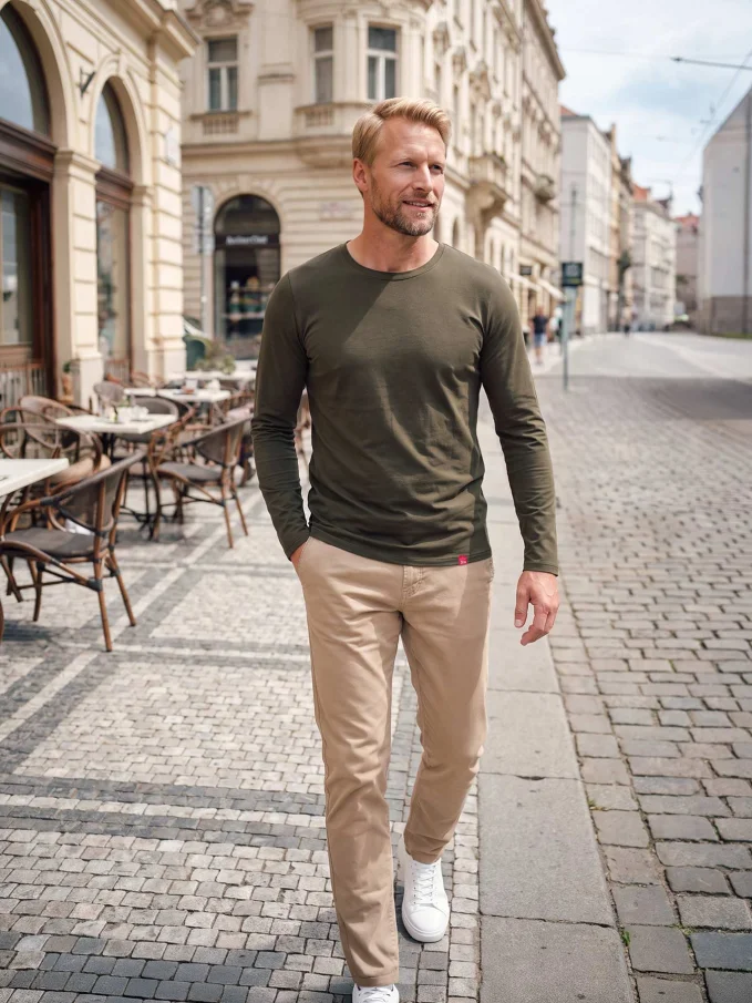 CALI Pánske tričko dark khaki
