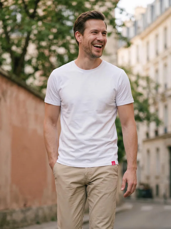 AGEN Pánské tričko bielé L