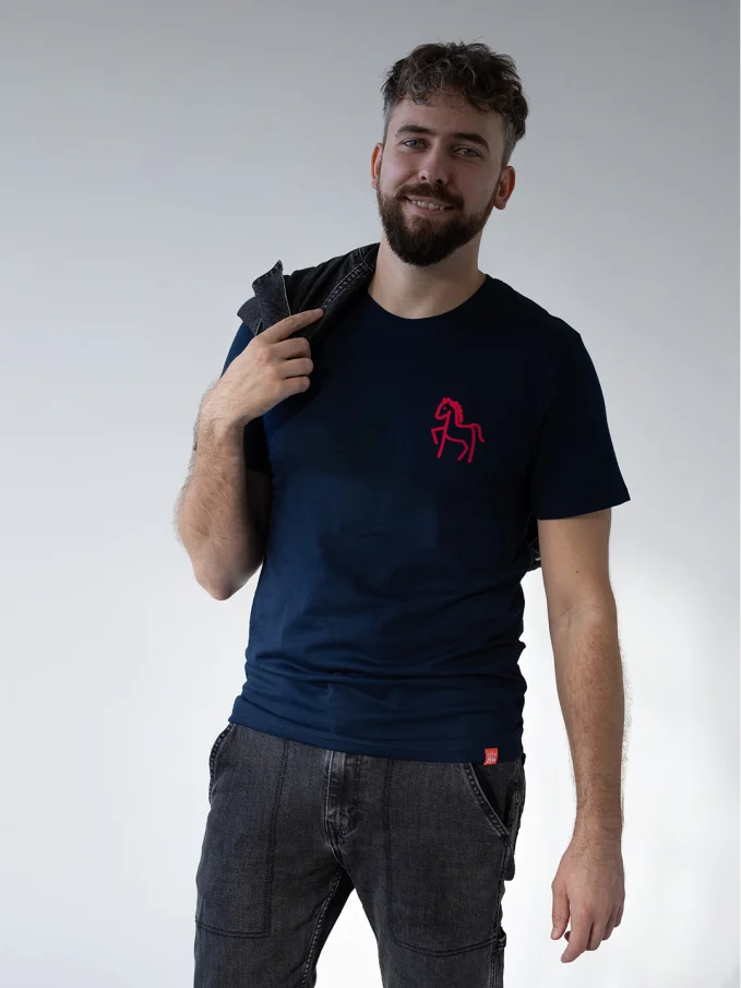 VÁŇA Pánske tričko AGEN navy Koník