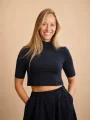 LUCCA Dámsky crop top čierny 40